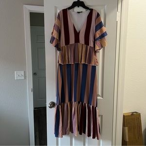 Asos midi dress with multi colored stripes